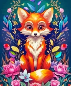Floral Fox In The Jungle Diamond Painting