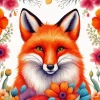 Fox With Colorful Flowers Diamond Painting