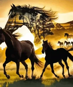 Freedom Horse Silhouette Diamond Painting