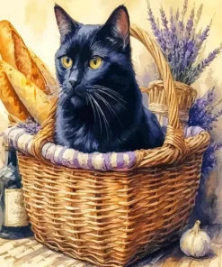 French Lavender And Cat Diamond Painting