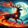 Full Moon And Deer Diamond Painting