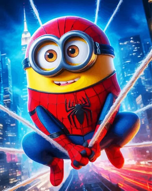 funny minion spiderman Diamond By Numbers Funny Minion Spiderman Diamond Painting