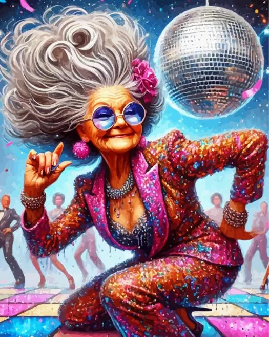 funny old ladies dancing Diamond By Numbers Funny Old Ladies Dancing Diamond Painting