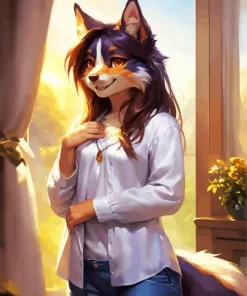 Furry Female Dog Diamond Painting