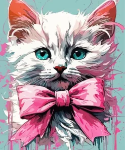 Kitten With Pink Bow Diamond Painting