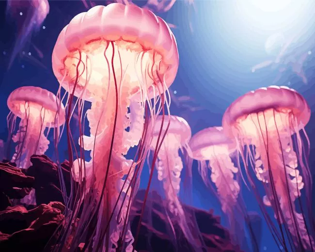 pink jellyfish Diamond By Numbers Pink Jellyfish Diamond Painting