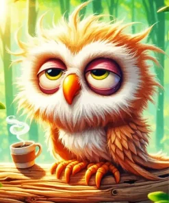 Sleepy Funny Owl Diamond Painting