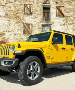 Yellow Jeep Wrangler Car Diamond Painting