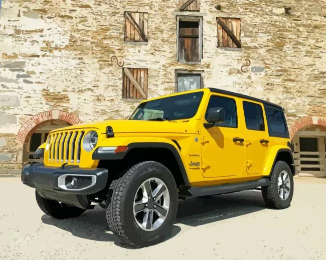 yellow jeep wrangler car Diamond Paintings Yellow Jeep Wrangler Car Diamond Painting