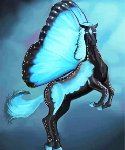 Blue Butterfly Horse Diamond Painting