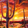 Desert Cactus At Sunset Diamond Painting