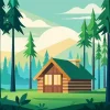 Illustration Cabin In Forest Diamond Painting