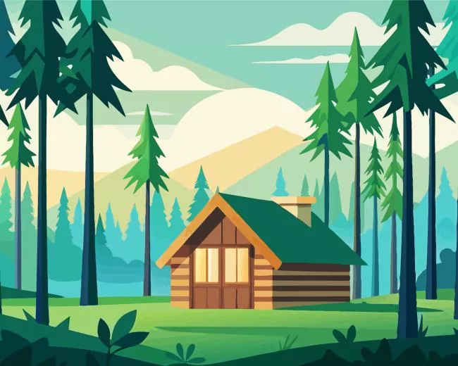 Illustration Cabin In Forest Diamond Paintings Illustration Cabin In Forest Diamond Painting
