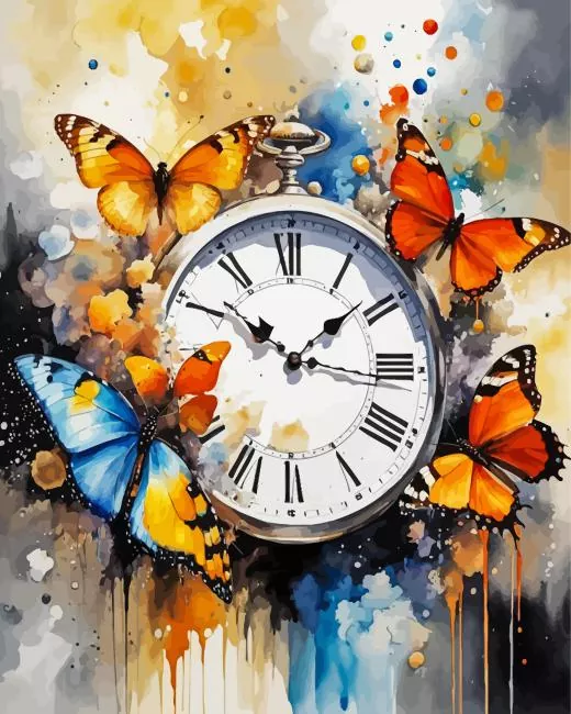 butterfly clock art Diamond Paintings Butterfly Clock Art Diamond Painting