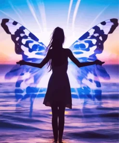 Butterfly Girl Silhouette Diamond Painting