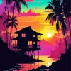 Cabin Silhouette At Sunset Diamond Painting