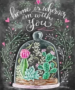 Cactus Chalk Art Diamond Painting