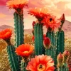 Cactus With Orange Flowers Diamond Painting