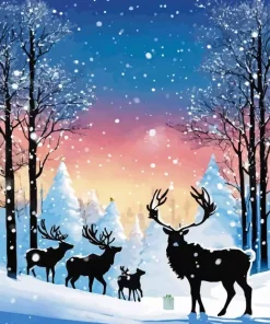 Deers Silhouette Diamond Painting