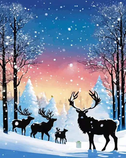 deers silhouette Diamond Paintings Deers Silhouette Diamond Painting