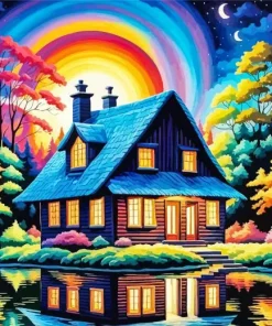 Lakeside Cabin Diamond Painting