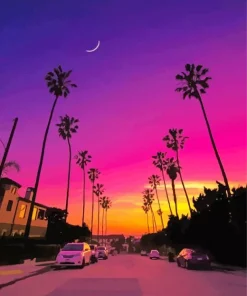 Pink Sunset California Diamond Painting