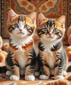 Two Cute Calico Kittens Diamond Painting