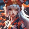 Aesthetic Girl Kitsune Anime Art Diamond Painting