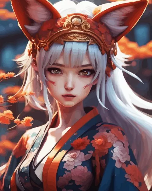 aesthetic girl kitsune anime art Diamond Paintings Aesthetic Girl Kitsune Anime Art Diamond Painting
