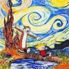 Calvin Hobbes Starry Night Diamond Painting