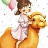 Adorable Girl With Camel Diamond Painting