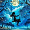 Aesthetic Girl On Swing Silhouette Art Diamond Painting