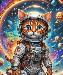 Astronaut Cat In Space Diamond Painting