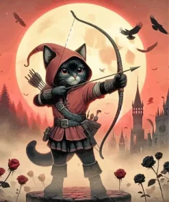 Black Cat Archery Diamond Painting