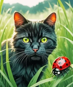 Black Cat And Ladybug Diamond Painting