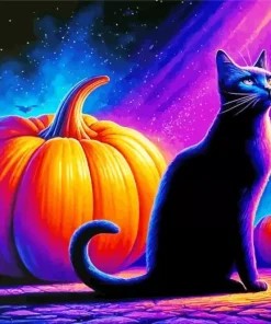 Black Cat And Pumpkin Diamond Painting