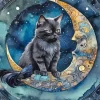Black Cat In The Moon Diamond Painting