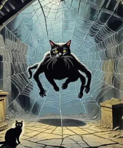 Black Cat Spider Diamond Painting