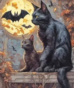 Black Cats And Bats Diamond Painting