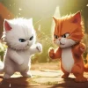 Cartoon Cats Fighting Diamond Painting