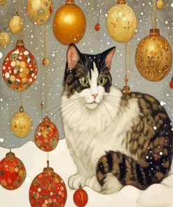 Cat In Snow Diamond Painting