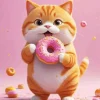 Cat Eating Donut Diamond Painting
