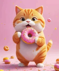 Cat Eating Donut Diamond Painting