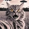 Cat Selfie With Alien Ufo Diamond Painting