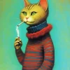 Cat Smoking Cigarette Diamond Painting