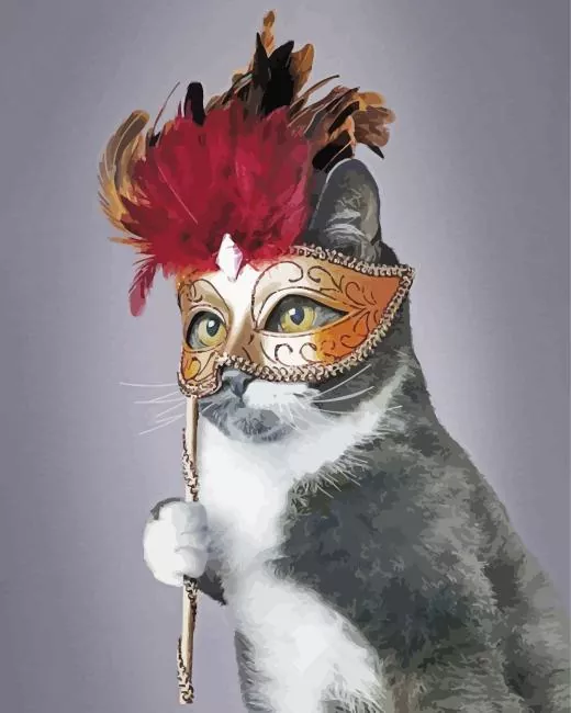 Cat wearing a mask Diamond With Numbers Cat Wearing A Mask Diamond Painting