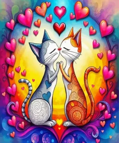 Cats In Love Kissing Diamond Painting