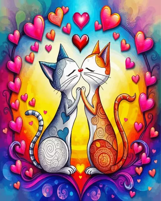 Cats in love kissing Diamond Paintings Cats In Love Kissing Diamond Painting