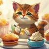 Cute Cartoon Cat Baking Diamond Painting