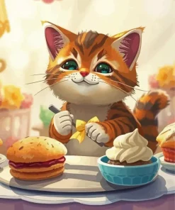 Cute Cartoon Cat Baking Diamond Painting